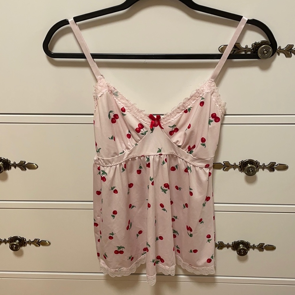 Cherry Babydoll top pink lace coquette Lana del Rey Pinterest lingerie top